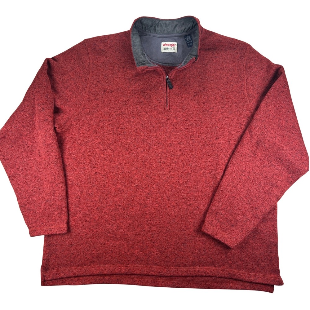 Wrangler Authentics‎ Quarter Zip Pullover Mens 2XL Zinfandel Heather Rugged